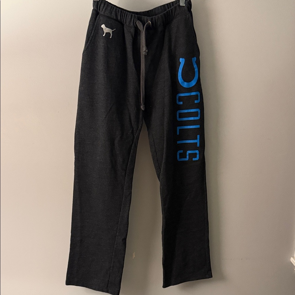 PINK Victoria's Secret Black Joggers with Blue Logo